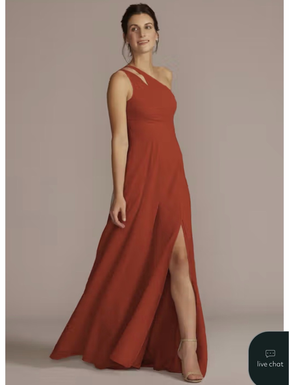 David's Bridal One-Shoulder Wine Dress with Side Slit